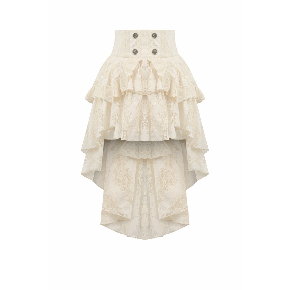 Dark in Love - Steampunk Lace High low rok - Creme